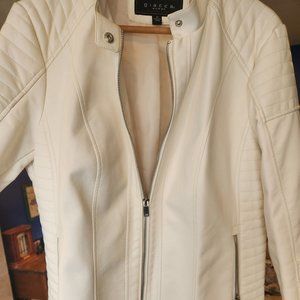 Giacca cream faux leather biker/moto jacket, size 1X